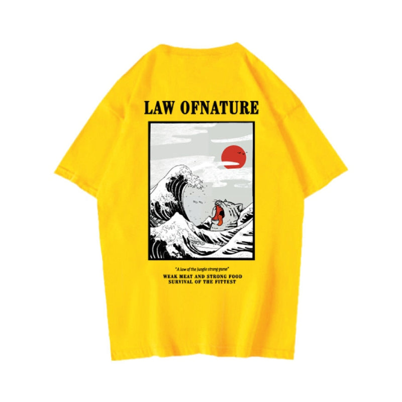 Law Of Nature The Great Wave Tshirt - Yellow / S - T-Shirt