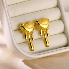 Leaf Heart Spiral Stainless Steel Weave Irregular Stud