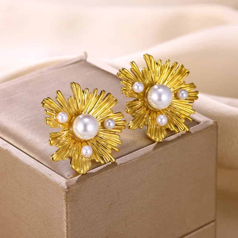 Leaf Heart Spiral Stainless Steel Weave Irregular Stud