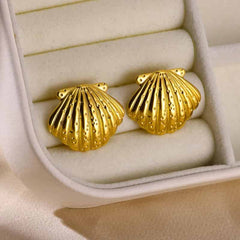 Leaf Heart Spiral Stainless Steel Weave Irregular Stud