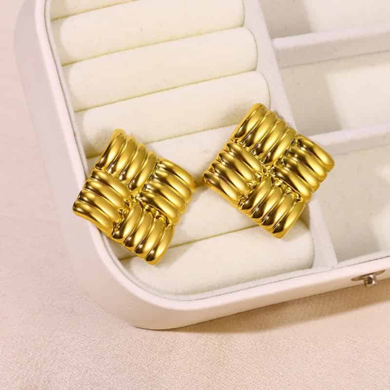 Leaf Heart Spiral Stainless Steel Weave Irregular Stud