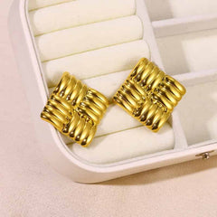 Leaf Heart Spiral Stainless Steel Weave Irregular Stud