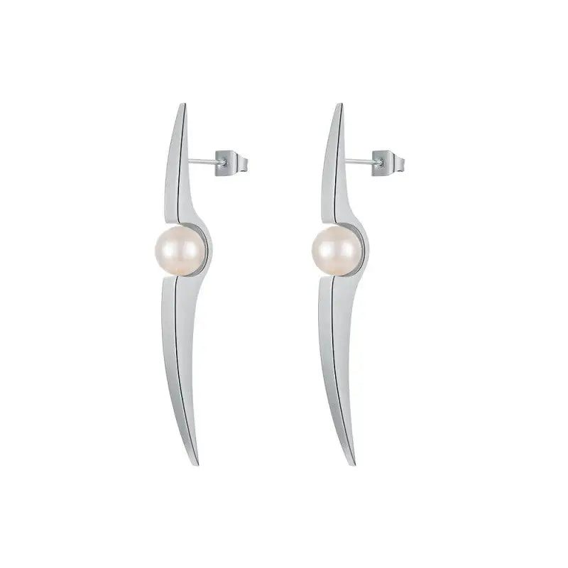 Leaf Pearl Stainless Steel Earrings