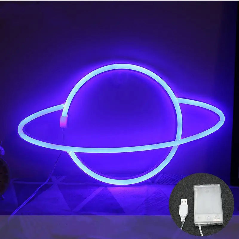 LED Planet Neon Cosmic Lamp Decoration - Blue