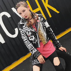 Leopard Motorcycle PU Vegan Leather Jacket