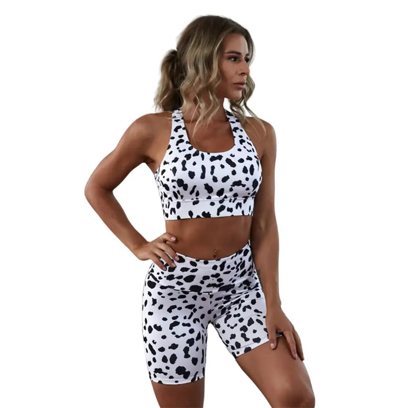 Leopard Print Back Yoga Suit