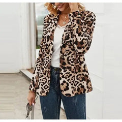 Leopard Print Long Sleeves Lapel Suit Blazer