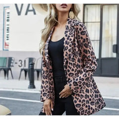 Leopard Print Long Sleeves Lapel Suit Blazer