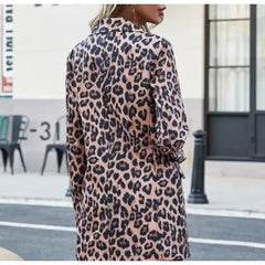 Leopard Print Long Sleeves Lapel Suit Blazer