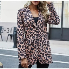 Leopard Print Long Sleeves Lapel Suit Blazer