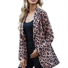 Leopard Print Long Sleeves Lapel Suit Blazer
