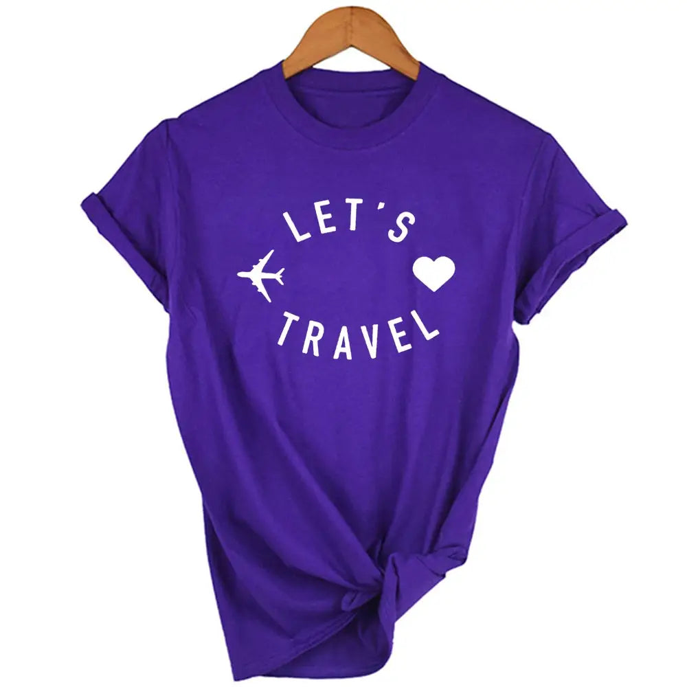 Let’s Travel Airplane Traveling T-shirt - purple / S