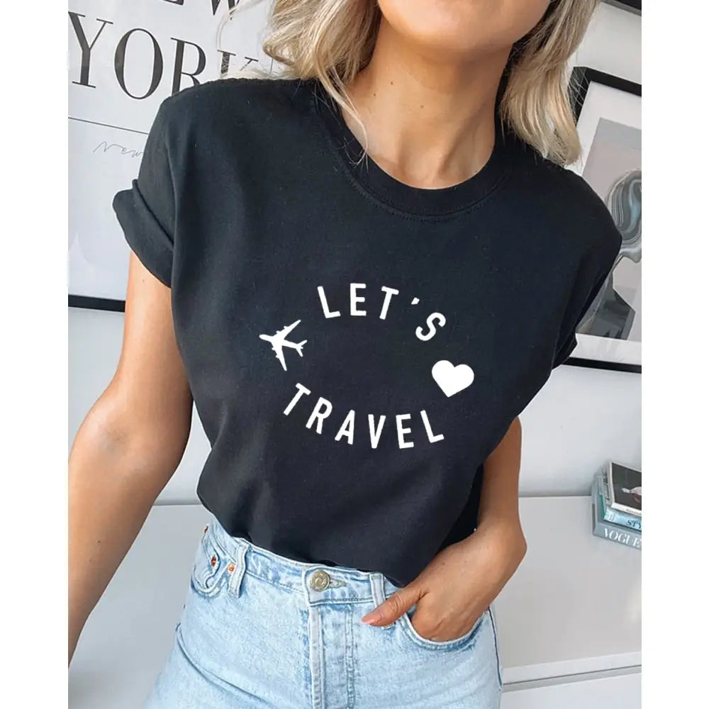 Let’s Travel Airplane Traveling T-shirt - T-Shirt