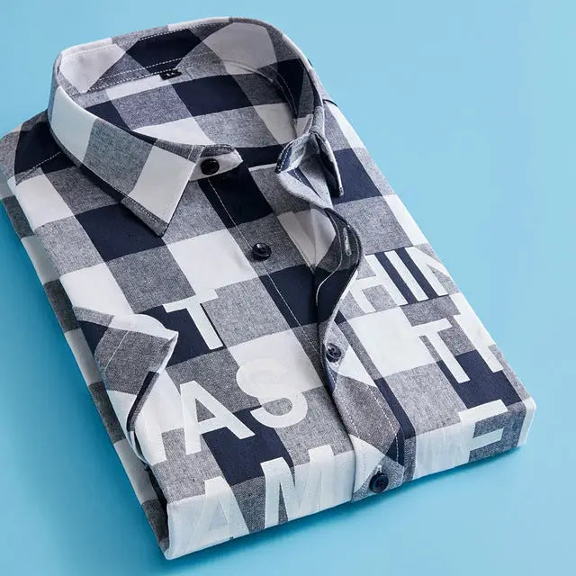 Letter plaid shirt male