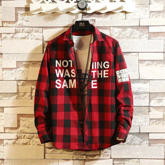 Letter plaid shirt male