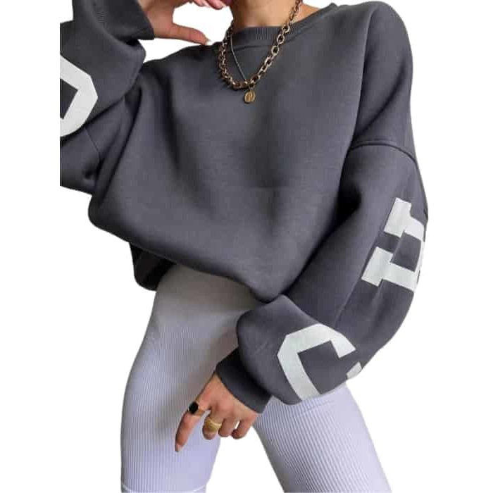 Chicago Letters Long Sleeve Loose Sweater