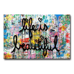 Life is Beautiful Banksy Canvas - Multicolor / 20x30cm