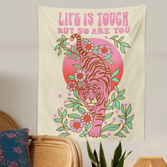 LIFE IS TOUGH BUT SO ARE YOU Tiger Flower Plant Tapestry