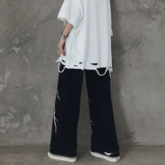 Lightning Printed Dark Baggy Pants