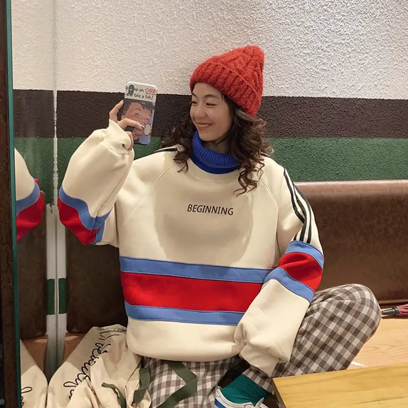 Lightweight Beginning Color Turtle Neck Sweater White / M