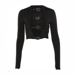 Lightweight Gothic Punk Crop-Top for Casual Wear