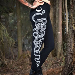 Lightweight Moon Snake Leggings for Travel and Sports S