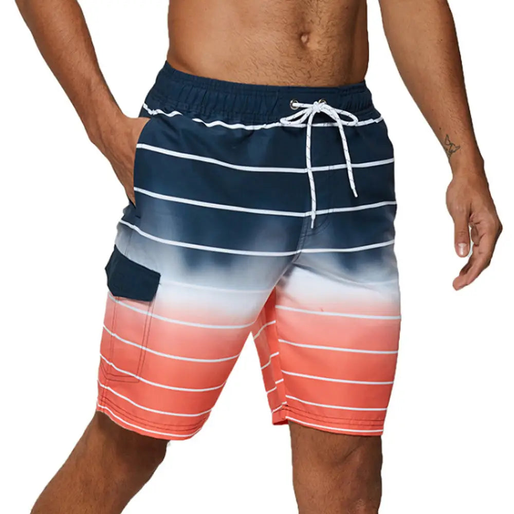 Lines Aesthetic Waterproof Beach Shorts - Blue / M