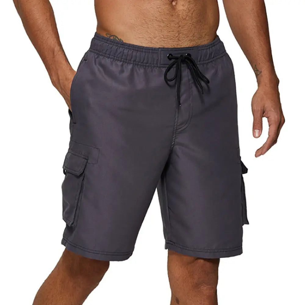 Lines Aesthetic Waterproof Beach Shorts - Grey / M