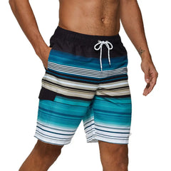 Lines Aesthetic Waterproof Beach Shorts - Turquoise / M