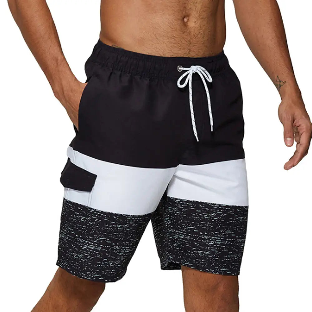 Lines Aesthetic Waterproof Beach Shorts - White / M