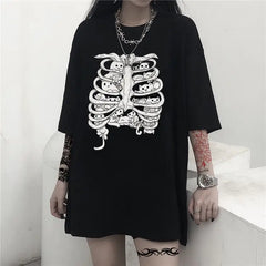 Little Cats On The Skeleton Oversized T-Shirt