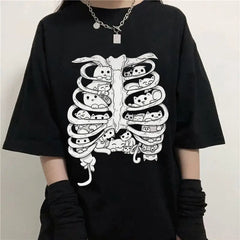 Little Cats On The Skeleton Oversized T-Shirt