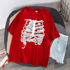 Little Cats On The Skeleton Oversized T-Shirt