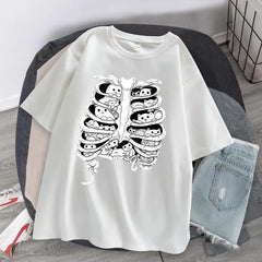 Little Cats On The Skeleton Oversized T-Shirt