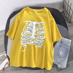 Little Cats On The Skeleton Oversized T-Shirt