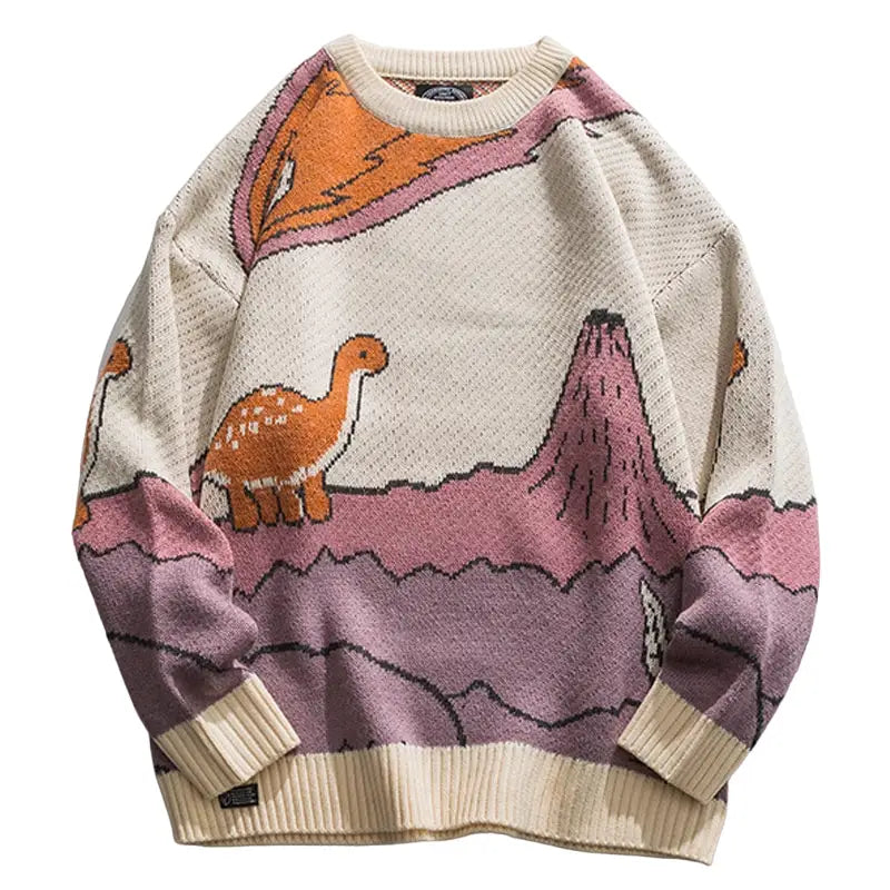 Little Dinosaur Knitted Sweater - Beige / M