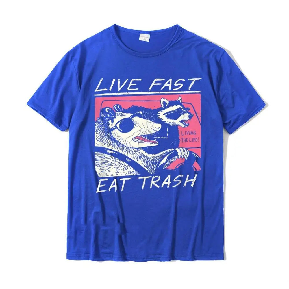 Live Fast! Eat Trash! T-Shirt - Blue / XS
