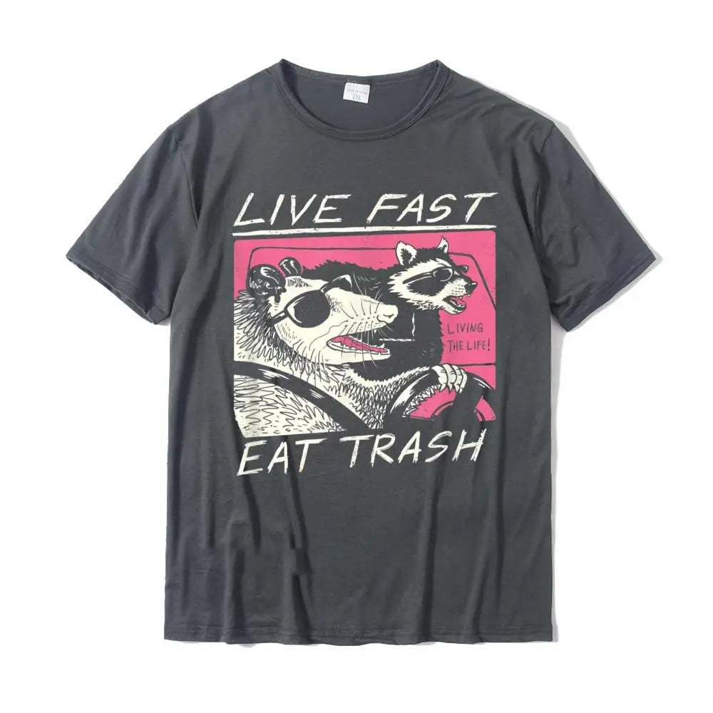 Live Fast! Eat Trash! T-Shirt - Dark Grey / XS