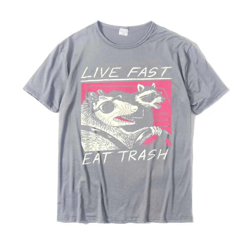 Live Fast! Eat Trash! T-Shirt - Gray / XS
