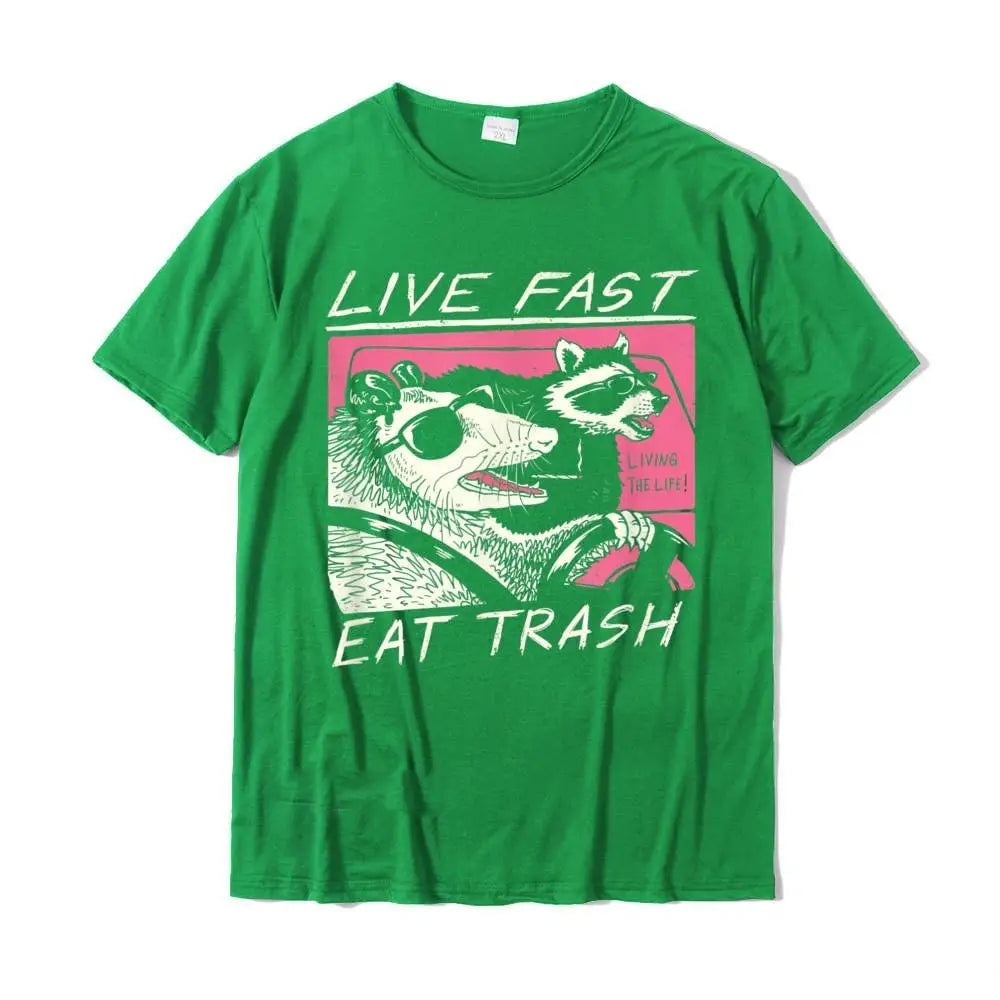 Live Fast! Eat Trash! T-Shirt - Green / XS