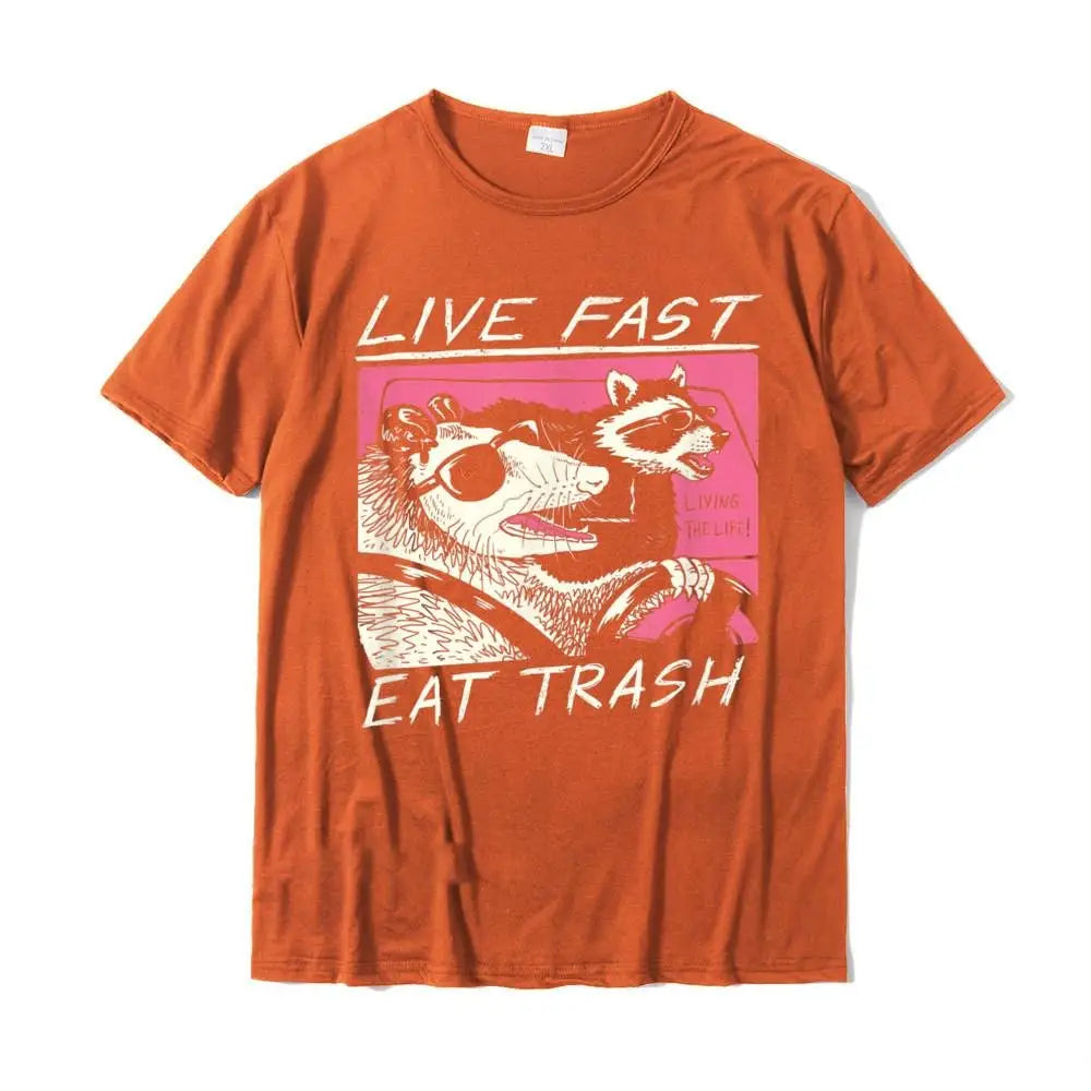 Live Fast! Eat Trash! T-Shirt - Orange / XS