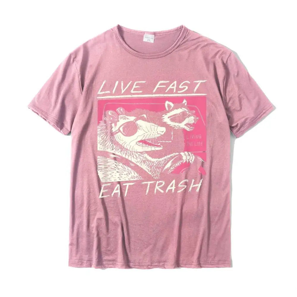 Live Fast! Eat Trash! T-Shirt - Pink / XS