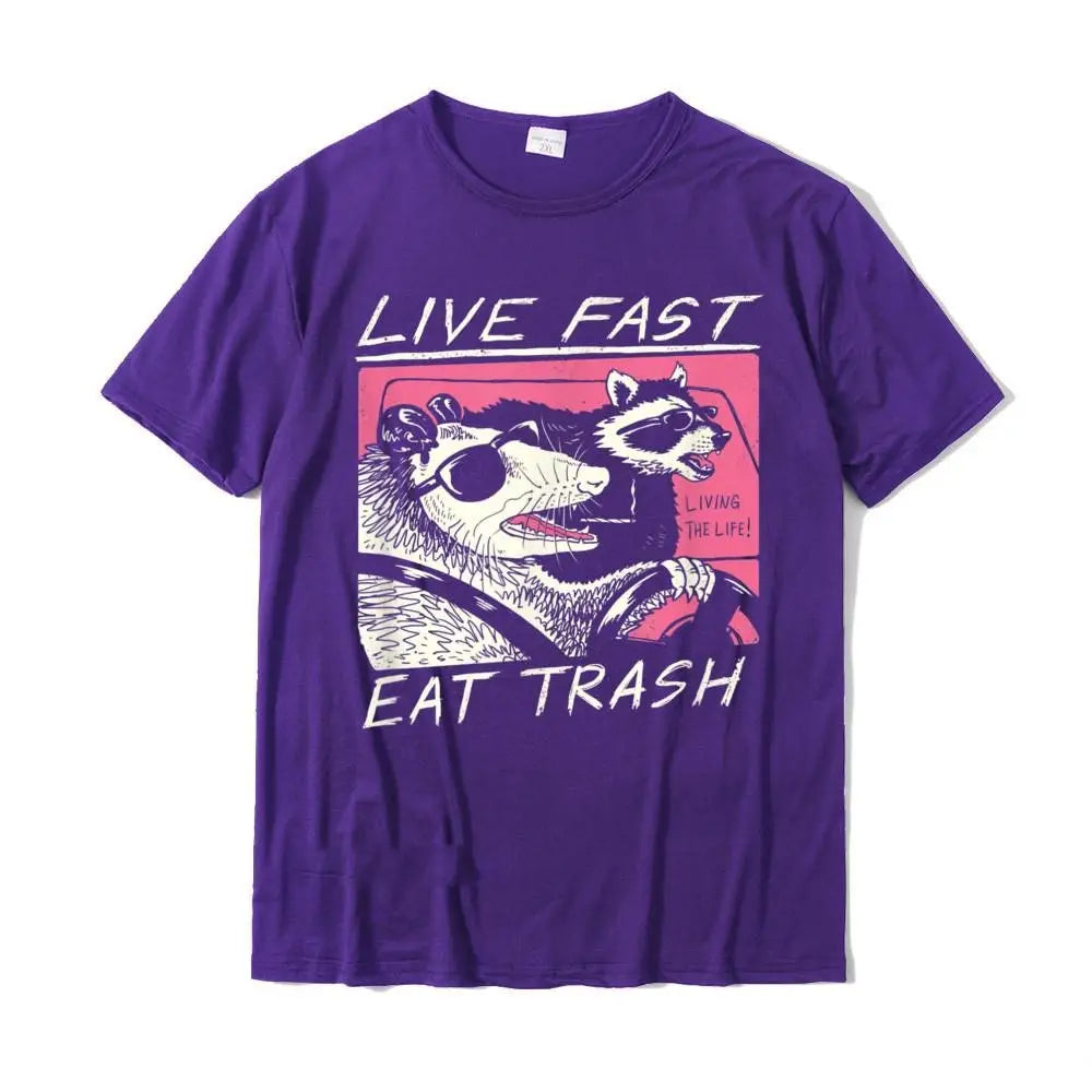 Live Fast! Eat Trash! T-Shirt - Purple / XS