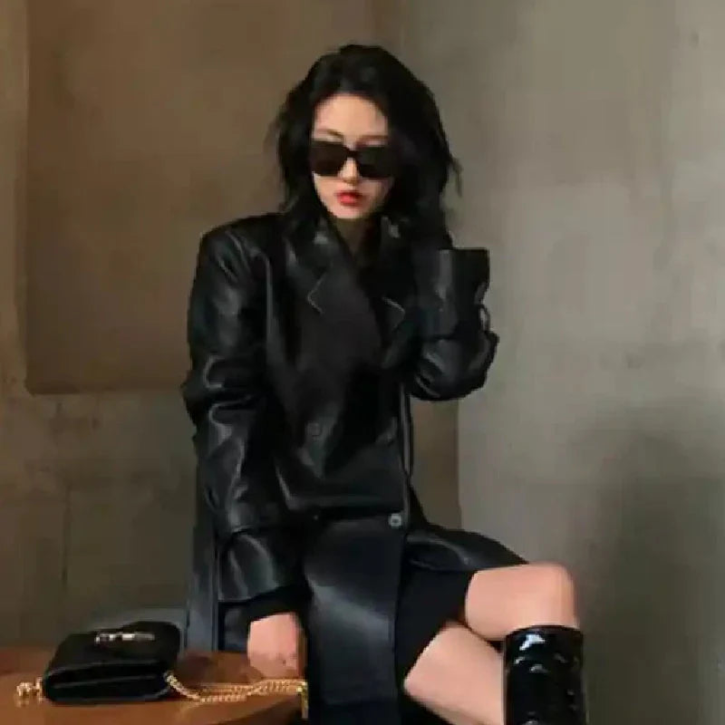 Long Black Faux Fur Trench Coat with Belt