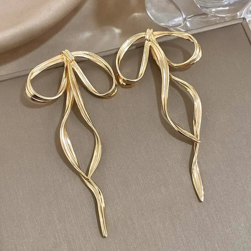 Long Bow Knot Drop Earrings for Women