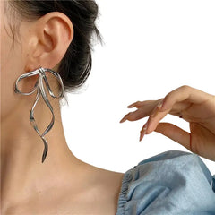 Long Bow Knot Drop Earrings for Women