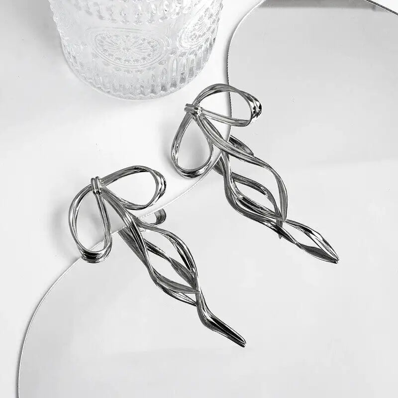 Long Bow Knot Drop Earrings for Women