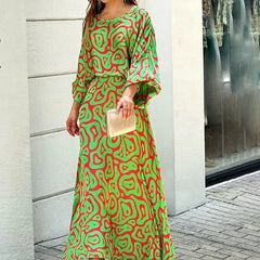 Long Lantern Sleeve Elegant High Dress