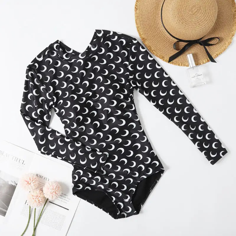 Long Sleeve Backless Strappy Crosses Swimsuit