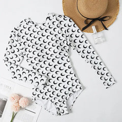 Long Sleeve Backless Strappy Crosses Swimsuit White / M